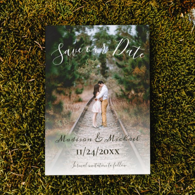 Invitation Photo Simple Élégante Enregistrer La Date Annonce (Simple Elegant Photo Save the Date Wedding Announcement
)