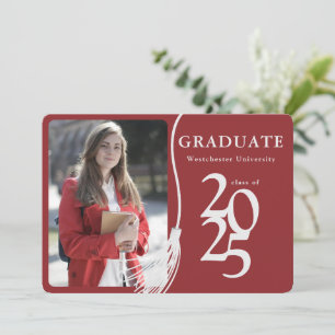 Invitation Photo simple élégante Ruby Red Graduation Party
