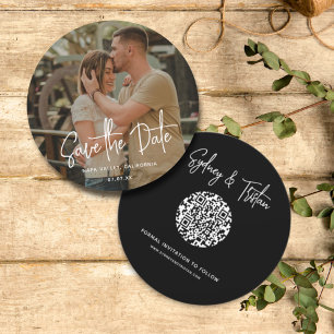 Invitation Photo simple moderne Enregistrer la date Code QR M