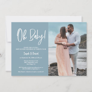 Invitation Photo simple moderne Oh Baby Blue Couple Douche