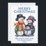 Invitation Photo Snowman Family Presents Blue Christmas<br><div class="desc">Photo Snowman carte de Noël en bleu pour un Noël festif de vacances à la famille et les amis.</div>