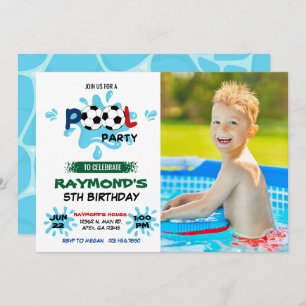 Invitation Photo Soccer Pool Party