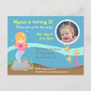 Invitation Photo sous-marine mignonne de fête d'anniversaire