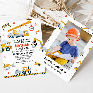 Invitation Photo Stop the Traffic Construction Anniversaire