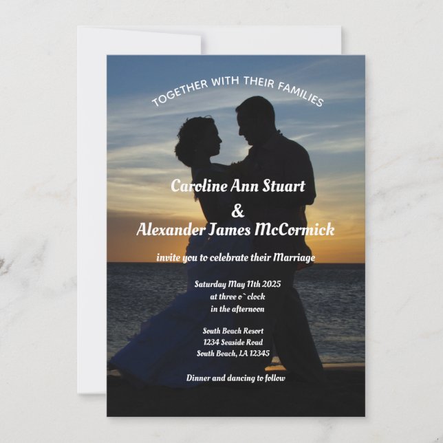 Invitation Photo Summer Ocean Elegant Chic Mariage Dans (Devant)