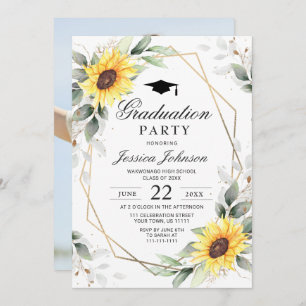 Invitation PHOTO Sunflower Eucalyptus Graduation Party