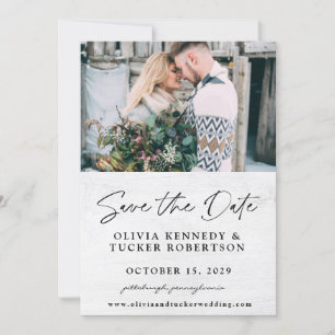 Invitation Photo sur Wood Rustic Enregistrer la date Invitati