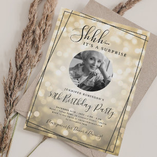 Invitation Photo SURPRISE 50e Anniversaire Paillettes dorées