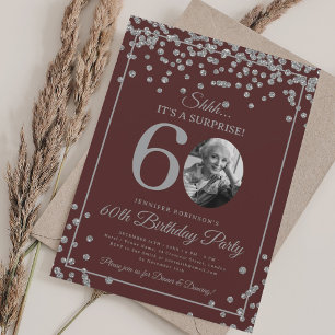 Invitation Photo SURPRISE 60 Anniversaire Confiture d'argent 