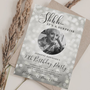 Invitation Photo SURPRISE 70e Anniversaire Bokeh Étincelant A