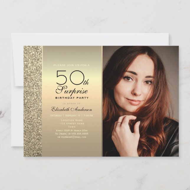 Invitation Photo surprise or 50e anniversaire (Devant)
