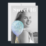 Invitation *~* PHOTO Sweet 16 Rainbow Balloon AP29 Anniversai<br><div class="desc">(rechercher AP29 pour des designs similaires sur différents produits)(Cette conception peut être facilement adaptée à N'IMPORTE QUEL ÂGE ou ÉVÉNEMENT )) Rejoignez si vous avez besoin d'aide. *~* Energy Enhanced SWEET 16 Anniversaire Invitation. Modifier / Modifier le texte et la PHOTO de la douce fille d'anniversaire 16. Abstrait Artsy Girly...</div>