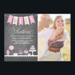 Invitation Photo sweet sixteen | Anniversaire<br><div class="desc">Cette Invitation Sweet sixteen présente un thème sucré avec une touche moderne. Choisissez une forme découpée ou un papier texturé pour une invitation encore plus luxueuse.</div>