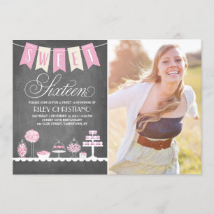 Invitation Photo sweet sixteen   Anniversaire