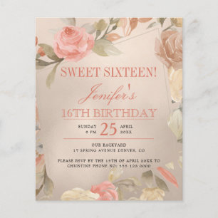 Invitation photo Sweet Sixteen rose gold bon march