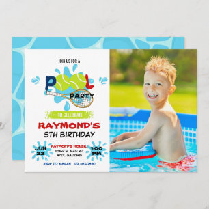 Invitation Photo Tennis Pool Party Anniversaire