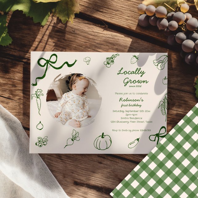 Invitation Photo tirée à la main dans la ferme cultivée local (Créateur téléchargé)