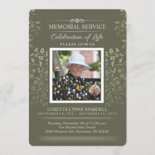 Invitation photo Touch of Gold Floral Memorial Ser