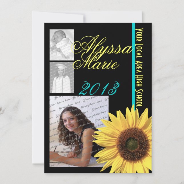 Invitation Photo Tournesol Tri (Devant)