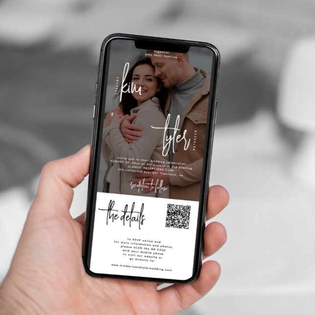 Invitation Photo tout dans un code QR rsvp détails mariage (Créateur téléchargé)