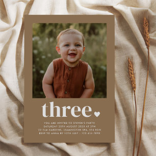 Invitation Photo Trois Coeurs 3e anniversaire