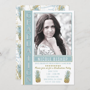 Invitation Photo tropicale de diplômé de fête de remise des
