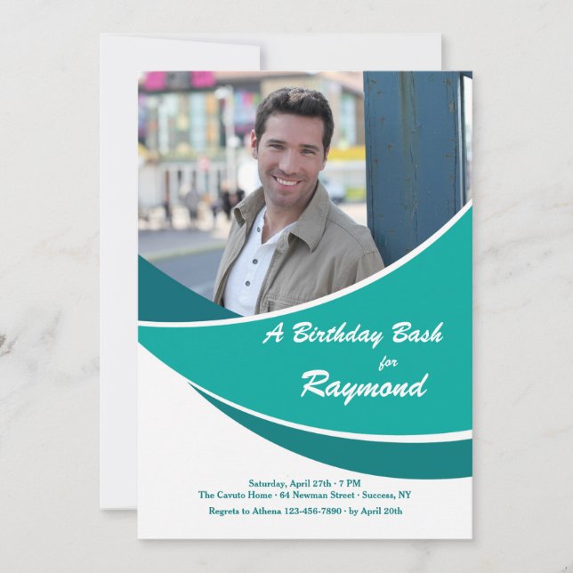 Invitation photo Turquoise moderne (Devant)