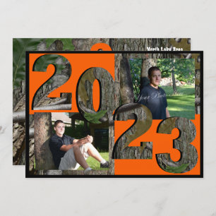 Invitation Photo Twin 2023 Tree Camo Graduation