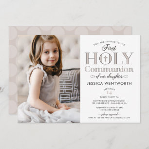 Invitation Photo typographique Première Fille de la Communion
