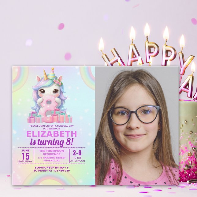 Invitation Photo Unicorn 8th Birthday - Magical Birthday (Créateur téléchargé)