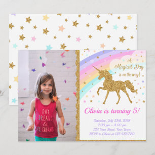 Invitation Photo Unicorn, Parti Unicorn