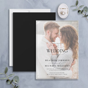 Invitation Photo Vellum noir blanc moderne