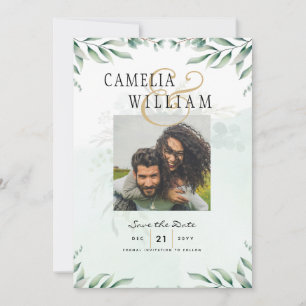 Invitation PHOTO VERDOYANTE SAUVER LES DATES Eucalyptus BUDGE