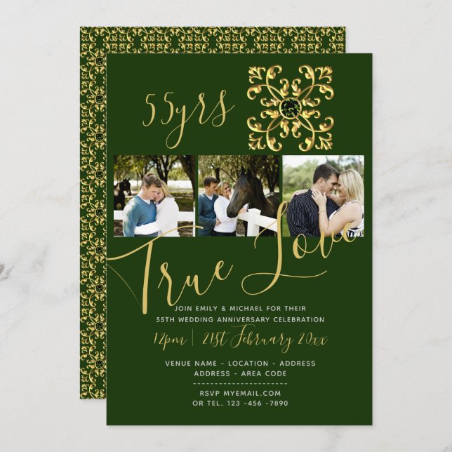 Invitation PHOTO VERT pour le 55e anniversaire EME (Devant / Derrière)