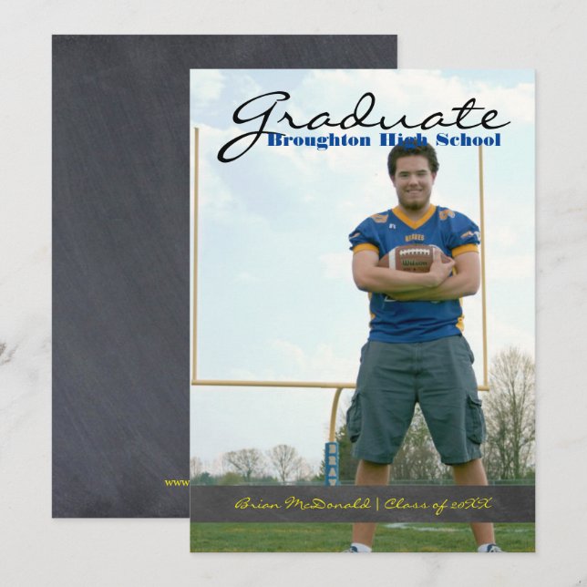 Invitation Photo Vertical Graduate - Bande 3x5 (Devant / Derrière)