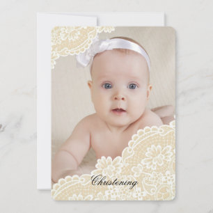 Invitation photo verticale des coins dentelle