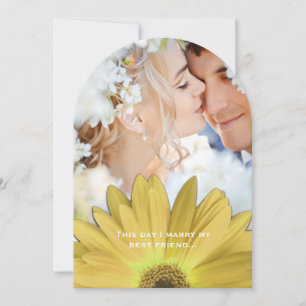 Invitation Photo Vintage Damask Yellow Gerber Daisy Mariage