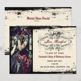 Invitation Photo Vintage de la fin de la scolarité du crâne v