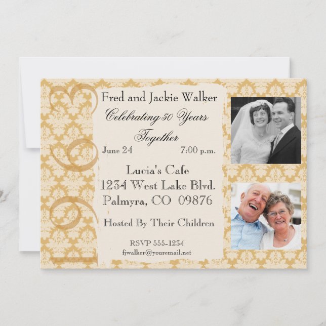 Invitation photo Vintage du 50e anniversaire de 19 (Devant)