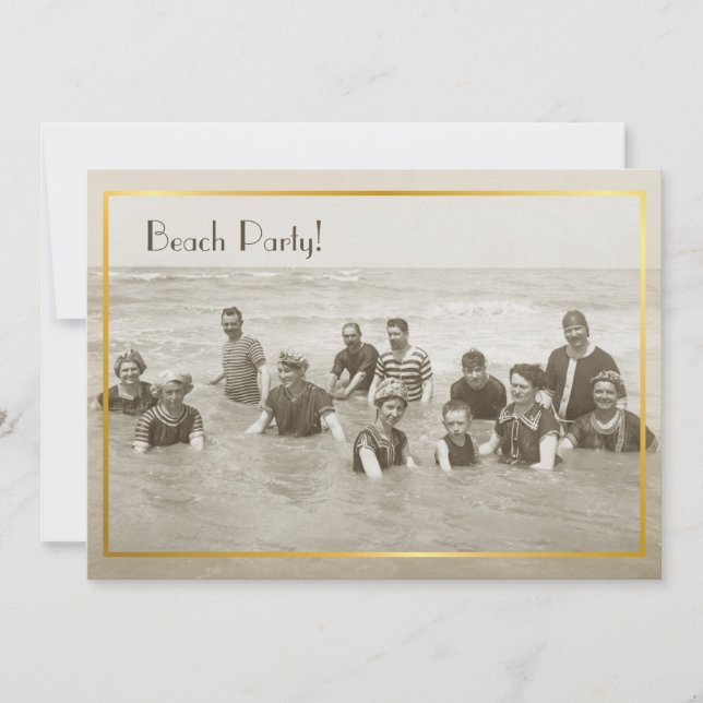 Invitation Photo vintage du Beach Party (Devant)