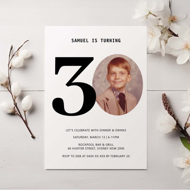 Invitation photo vintage portée 30e anniversaire (Créateur téléchargé)