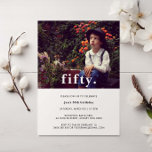 Invitation photo vintage portée 50e anniversaire<br><div class="desc">Cette invitation vintage à la fête d'anniversaire est parfaite pour un anniversaire de n'importe quel âge, que vous planifiez un voyage sur la voie de la mémoire, ou que vous vouliez simplement révéler une drôle de photo de votre enfance. Remplacez la photo par une de vos propres photos d'enfance et...</div>