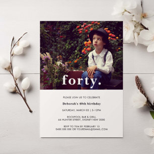 Invitation photo vintage rose 40e anniversaire