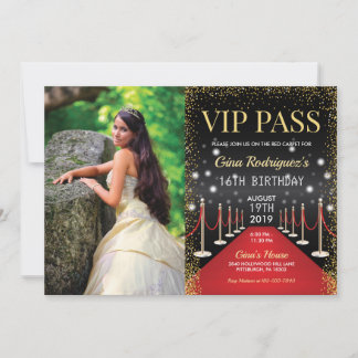 Invitation Photo VIP Pass Hollywood Tapis rouge Anniversaire