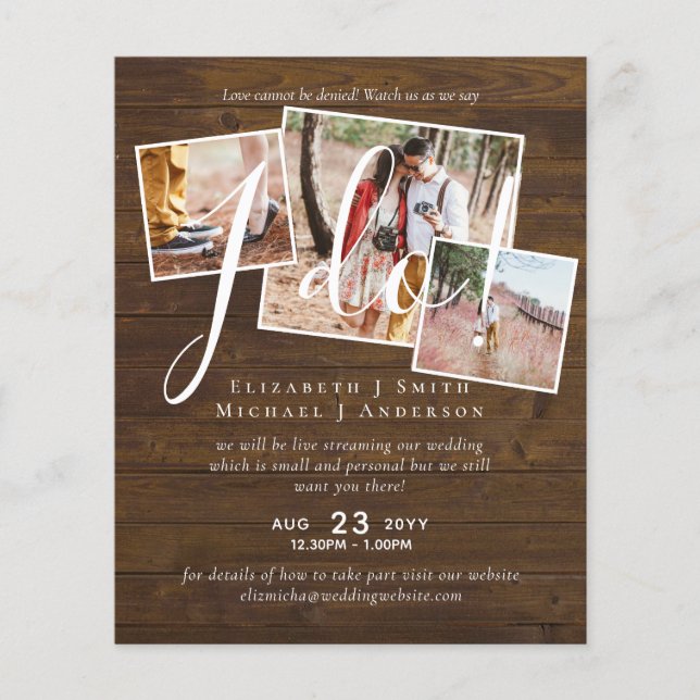 INVITATION PHOTO virtuel Mariage en direct BUDGET (Devant)