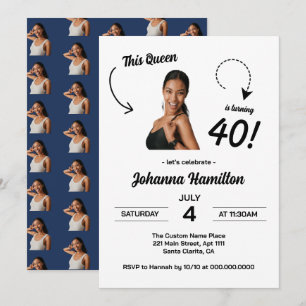 Invitation Photo Visage Drôle Fête 40e Anniversaire Femmes
