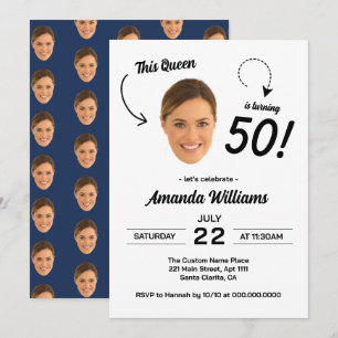 Invitation Photo Visage Drôle Fête 50e Anniversaire Femmes