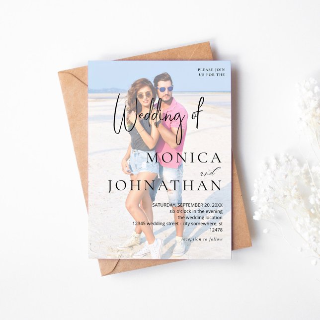 Invitation Photo VS Black & W Mariage moderne (Créateur téléchargé)