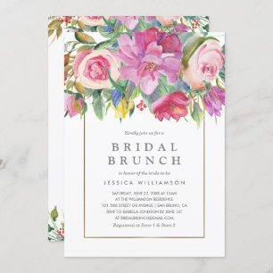 Invitation Photo Watercolor Floral Bridal Brunch