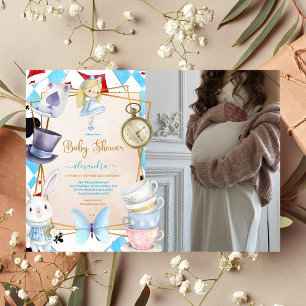 Invitation Photo Whimsical Alice dans le Baby shower Wonderla